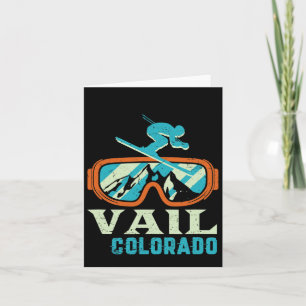 Vail Colorado Mountain Vintage Retro Skiing And Sn Card