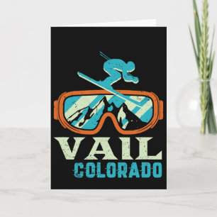 Vail Colorado Mountain Vintage Retro Skiing And Sn Card