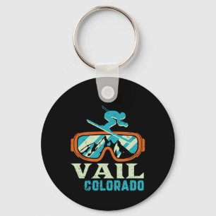 Vail Colorado Mountain Vintage Retro Skiing And Sn Key Ring