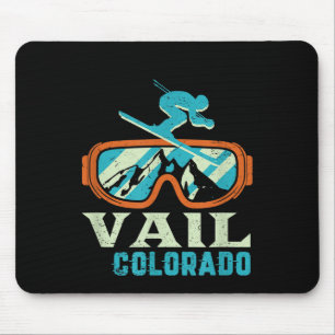 Vail Colorado Mountain Vintage Retro Skiing And Sn Mouse Mat