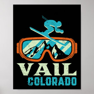 Vail Colorado Mountain Vintage Retro Skiing And Sn Poster