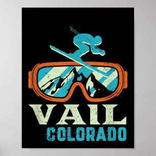 Vail Colorado Mountain Vintage Retro Skiing And Sn Poster