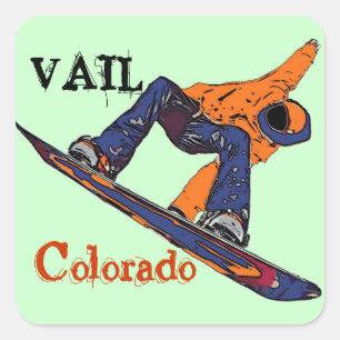 Vail Colorado orange blue snowboarder stickers