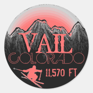 Vail Colorado pink ski mountain stickers
