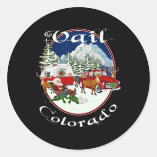 Vail Colorado Rocky Mountains Christmas Skiing Sou Classic Round Sticker