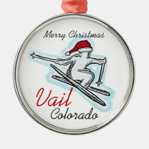 Vail Colorado santa skier hat ornament