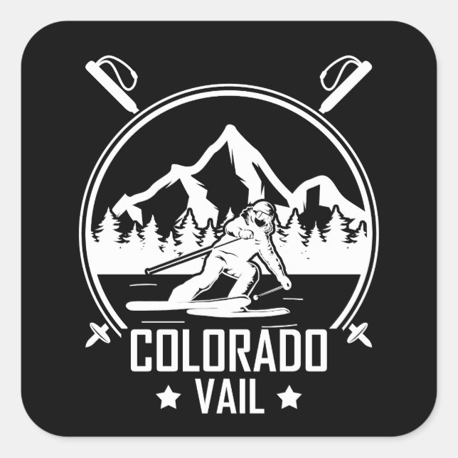 Vail Colorado Ski Square Sticker (Front)
