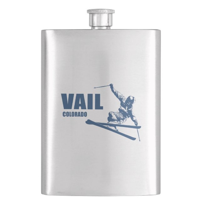 Vail Colorado Skier Hip Flask (Front)