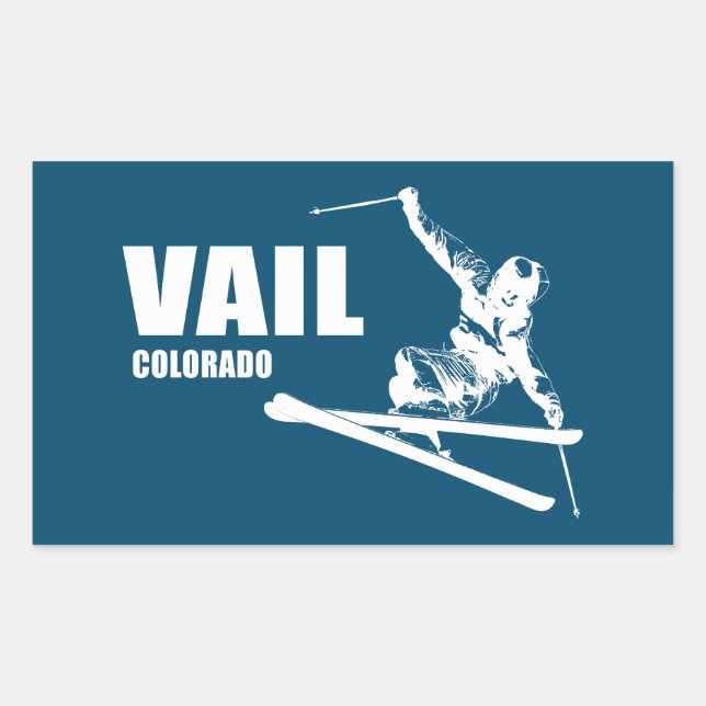 Vail Colorado Skier Rectangular Sticker (Front)