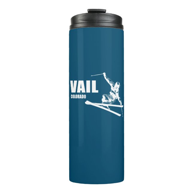 Vail Colorado Skier Thermal Tumbler (Front)