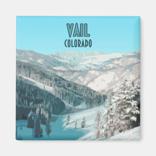 Vail Colorado Snow Mountains Vintage Magnet
