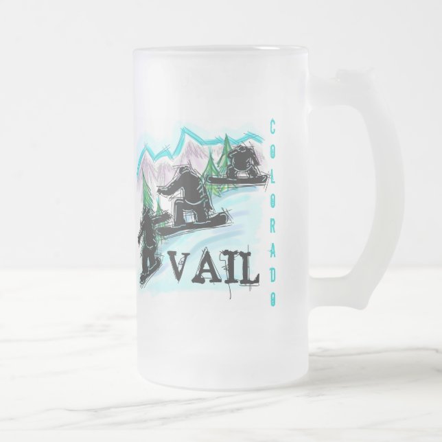 Vail Colorado snowboard frosted beer mug (Right)