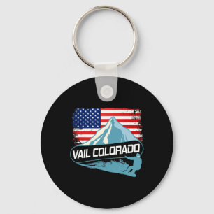Vail Colorado Snowboarding American Flag I Nordic  Key Ring