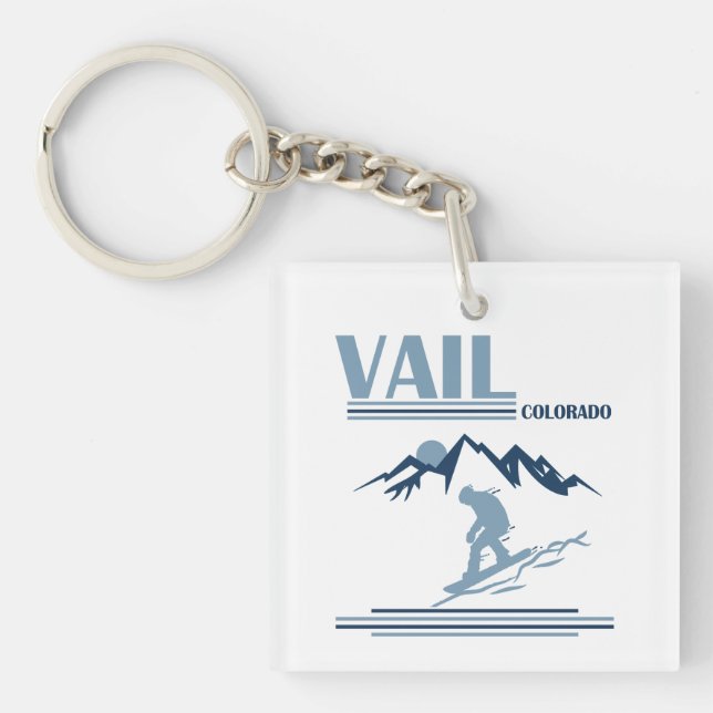 Vail Colorado snowboarding Key Ring (Front)