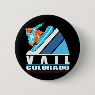 Vail Colorado - Vintage Snowboarder 6 Cm Round Badge
