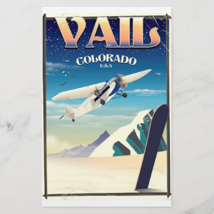 Vail Colorado vintage travel poster Stationery