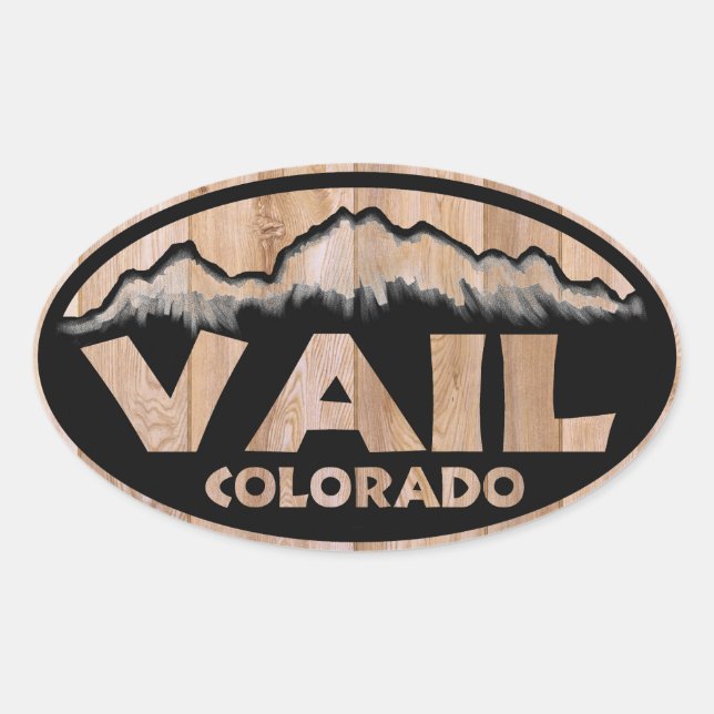 Vail Colorado wood sign oval stickers (Front)