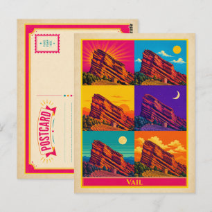 Vail Postcard Colorado Red Rock Vintage Pop Art