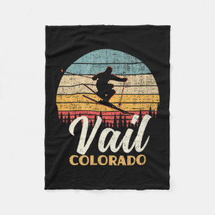 Vail Skiing Colorado Vintage Mountain Ski Fleece Blanket