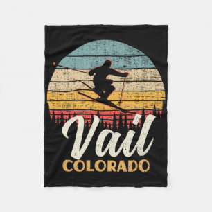 Vail Skiing Colorado Vintage Mountain Ski Fleece Blanket