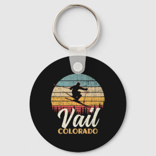 Vail Skiing Colorado Vintage Mountain Ski  Key Ring