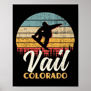 Vail Snowboarding Colorado Vintage Mountain Retro Poster