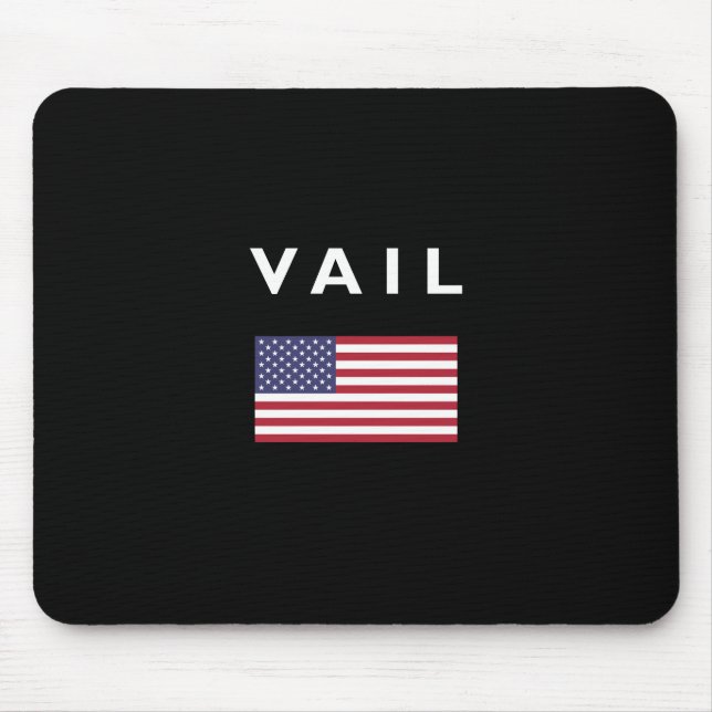 Vail USA American Flag Dark Colour Mouse Mat (Front)