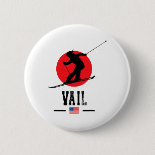 Vail Usa Ski Resort Rocky Mountains American Skiin 6 Cm Round Badge