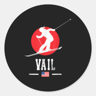 Vail Usa Ski Resort Rocky Mountains American Skiin Classic Round Sticker