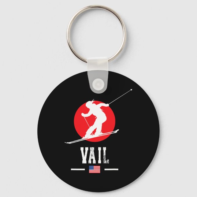 Vail Usa Ski Resort Rocky Mountains American Skiin Key Ring (Front)