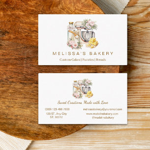 Vainilla Floral Bakery Mixer Cooking ingredients Business Card