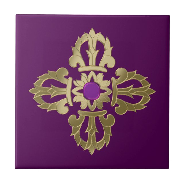 Vajra golden buddhist symbol tile (Front)