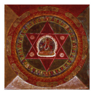 Vajrayogini stands in two crossed red triangles poster
