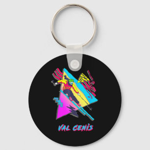 Val cenis retro ski skiing character with abstract key ring