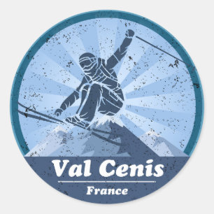 Val Cenis Ski resort - Skiing Classic Round Sticker