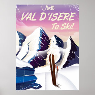 Val-d-Isère Ski vintage travel records Poster