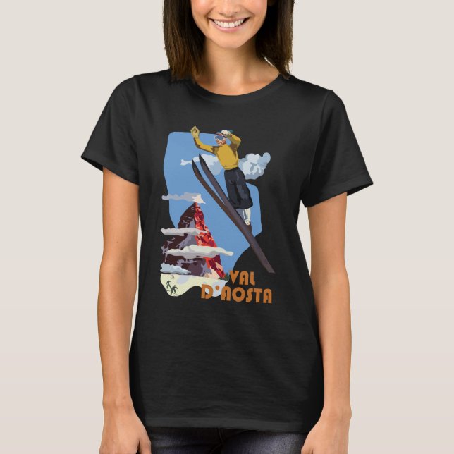 Val d'Aosta Italy Ski Retro Travel T-Shirt (Front)