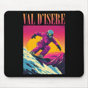 Val D'isere France Retro Snowboard Mouse Mat