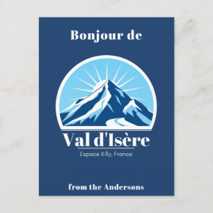 Val d'Isère France savoie blue Postcard