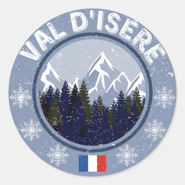 Val D'Isère Ski Resort Classic Round Sticker (Front)