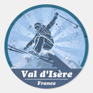 Val d'Isère Ski Resort - Skiing Classic Round Sticker