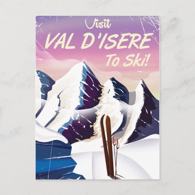 Val-d'Isère Ski vintage travel poster Postcard (Front)