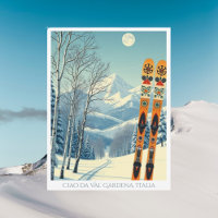Val Gardena Italy ski resort vacation postcard
