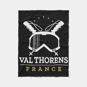 Val Thorens France Ski Resort Vintage Skiing Snowb Fleece Blanket