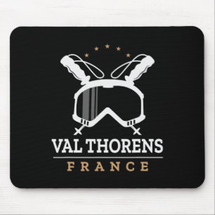 Val Thorens France Ski Resort Vintage Skiing Snowb Mouse Mat