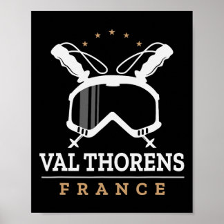 Val Thorens France Ski Resort Vintage Skiing Snowb Poster