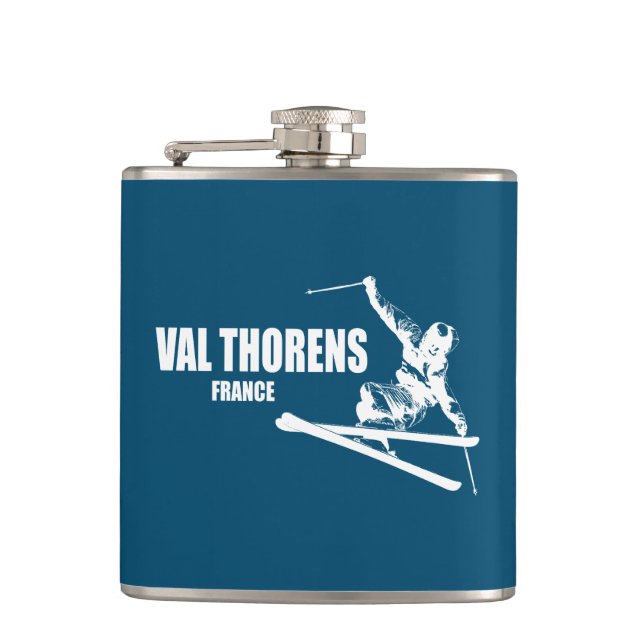 Val Thorens France Skier Hip Flask (Front)