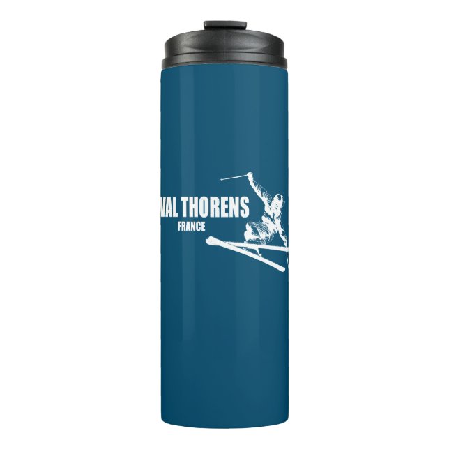 Val Thorens France Skier Thermal Tumbler (Front)