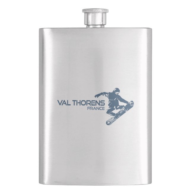 Val Thorens France Snowboarder Hip Flask (Front)