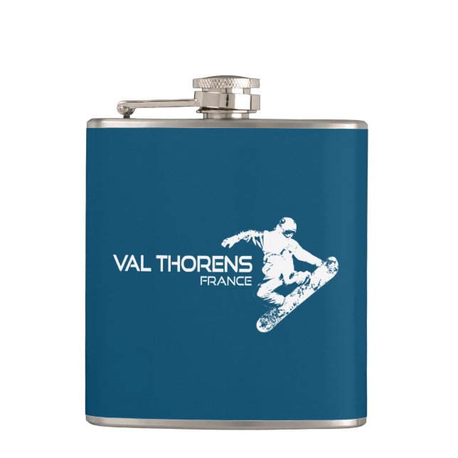 Val Thorens France Snowboarder Hip Flask (Front)